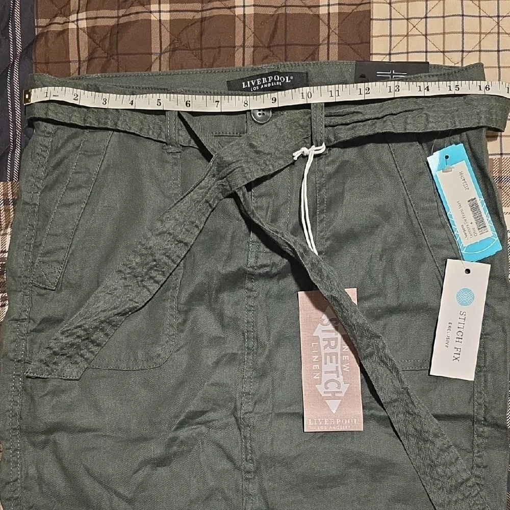 Liverpool Olive Belted Skirt - Picture 2 of 11